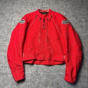 Vanson Leathers Red Racing Jacket XL Made USA Moto Cropped Leather Trim